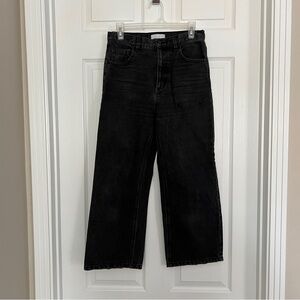 Oak and Fort Mid Rise Cropped Black Denim